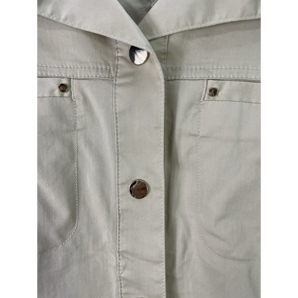 Chicos Luxe Twill Utility Jacket Size 2 US 12/14 Snap Cotton Pockets Stretch - Picture 3 of 12